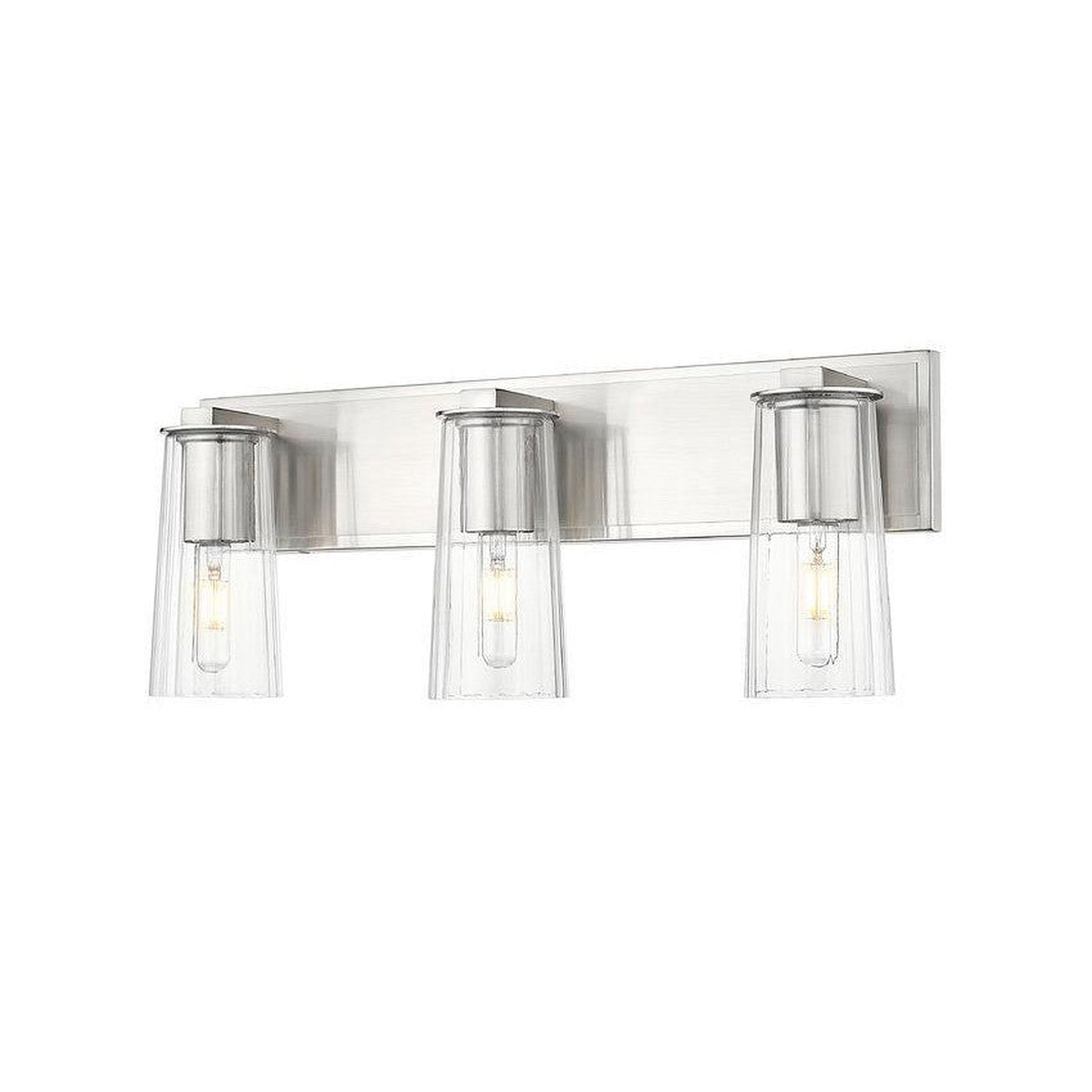 Z-Lite Titus 24" 3-Light Brushed Nickel Vanity Light With Clear Glass Shade