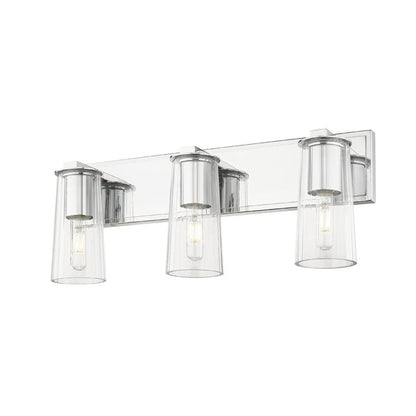 Z-Lite Titus 24" 3-Light Chrome Vanity Light With Clear Glass Shade