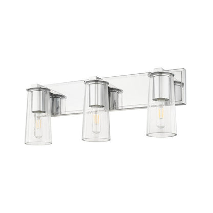 Z-Lite Titus 24" 3-Light Chrome Vanity Light With Clear Glass Shade