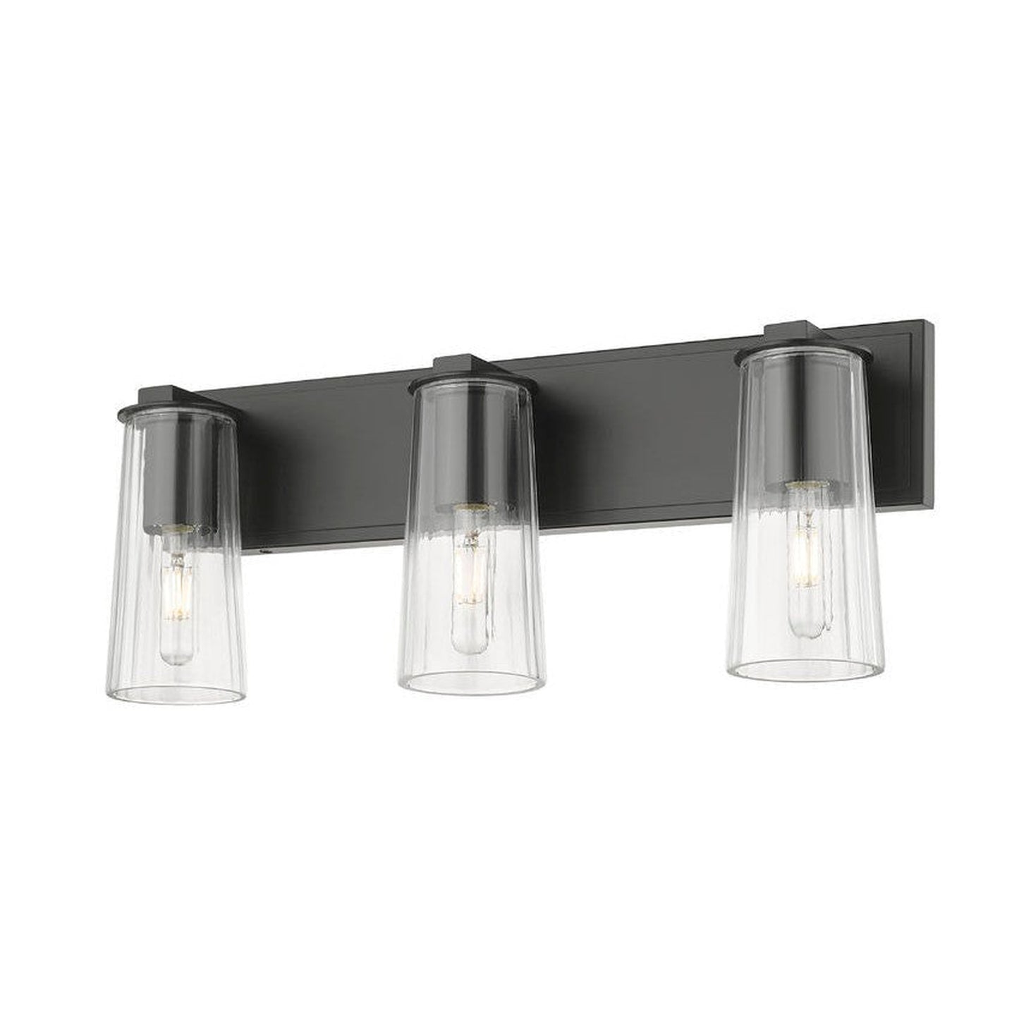 Z-Lite Titus 24" 3-Light Matte Black Vanity Light With Clear Glass Shade