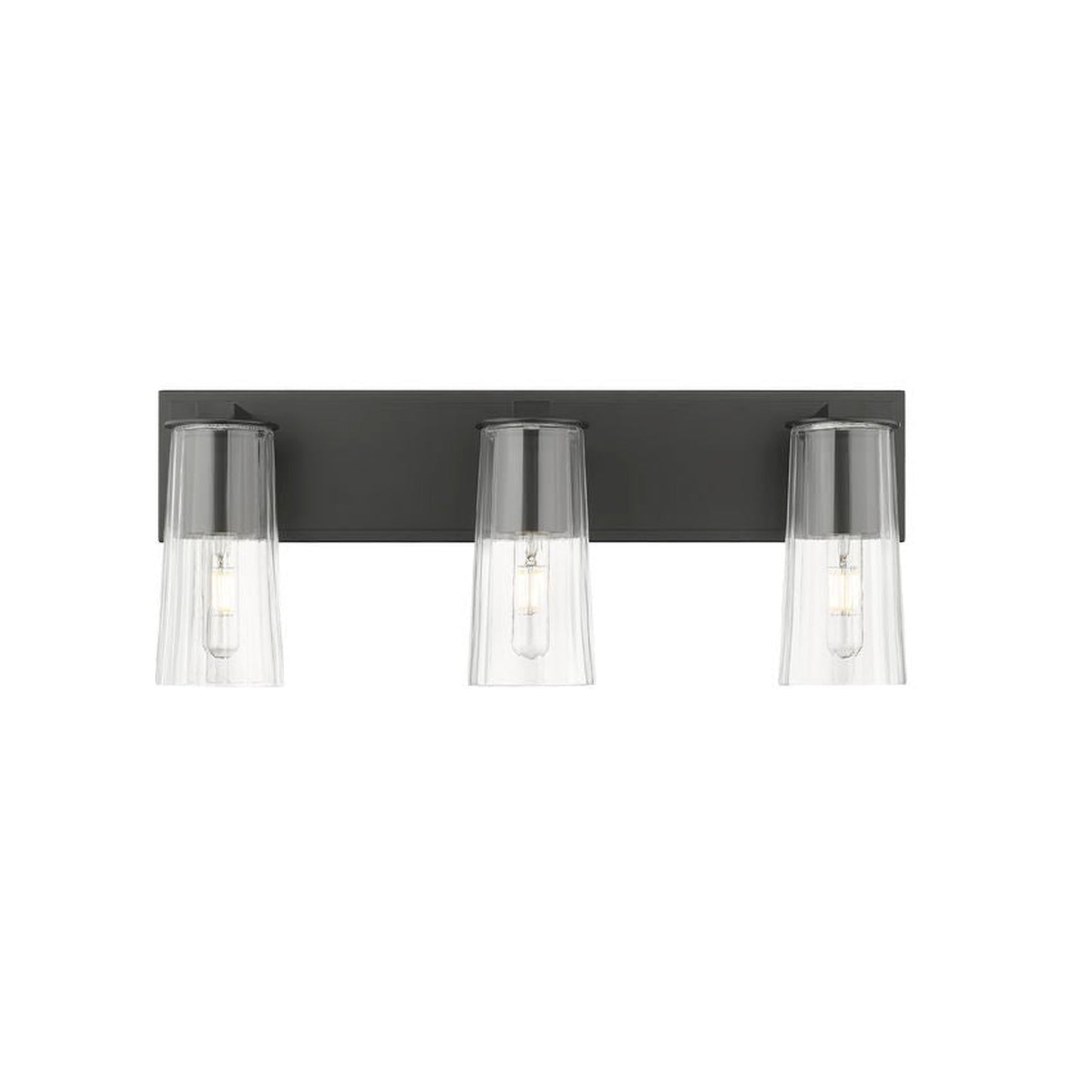 Z-Lite Titus 24" 3-Light Matte Black Vanity Light With Clear Glass Shade