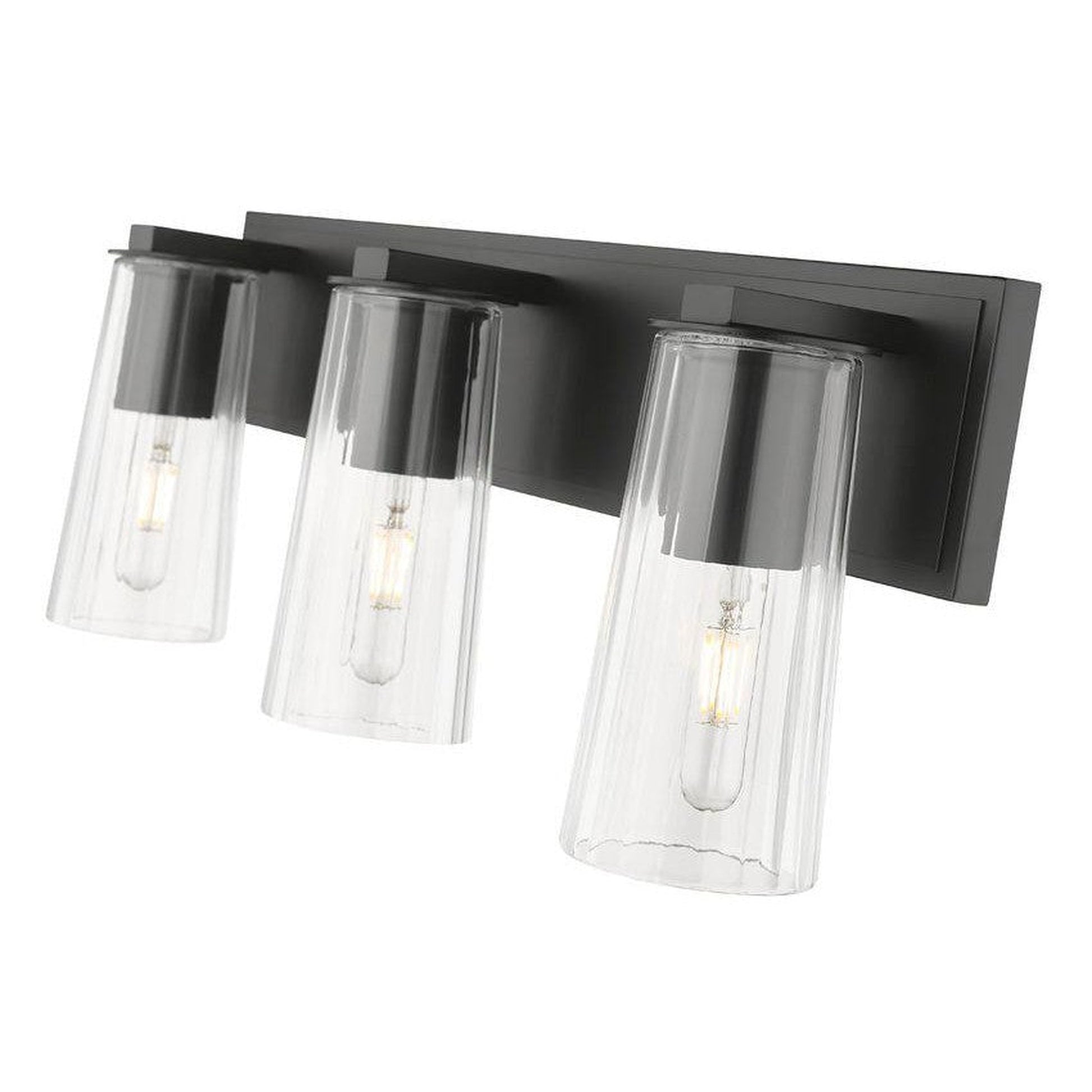 Z-Lite Titus 24" 3-Light Matte Black Vanity Light With Clear Glass Shade