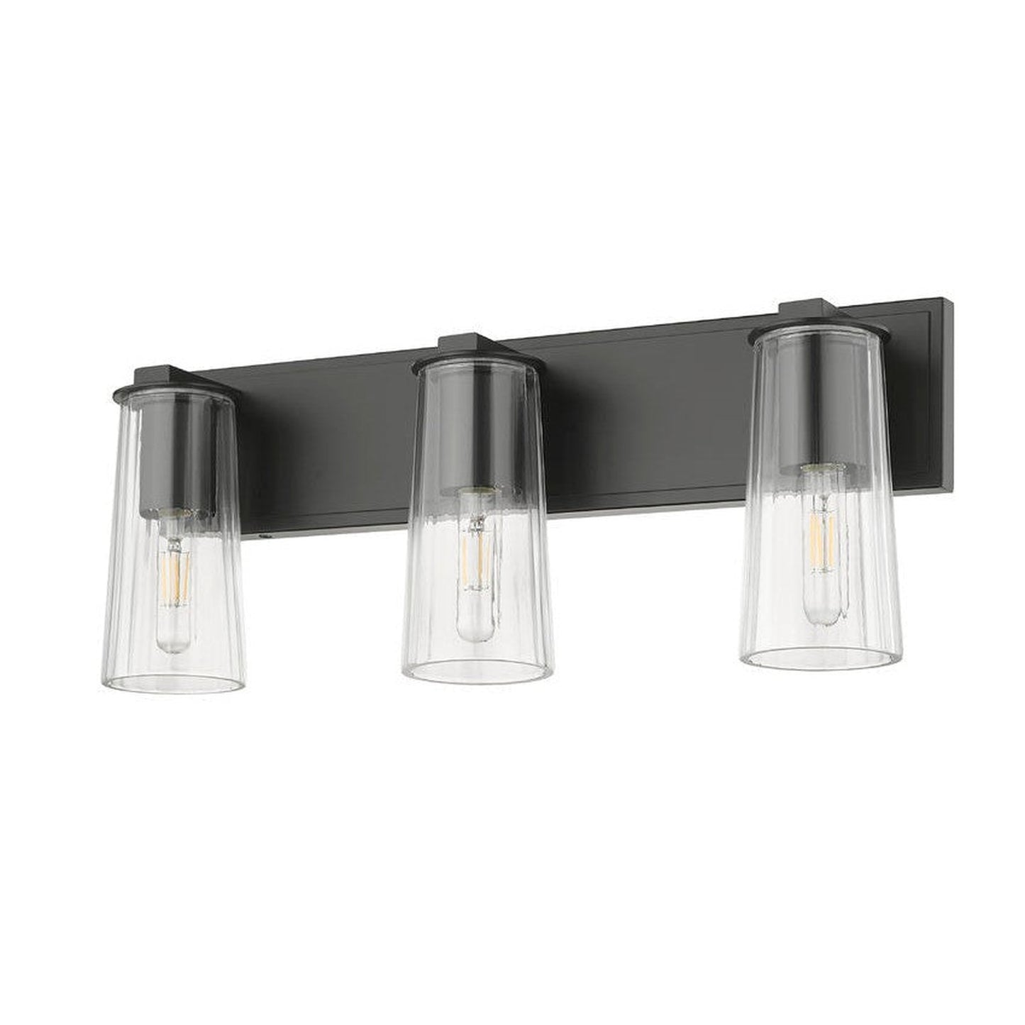 Z-Lite Titus 24" 3-Light Matte Black Vanity Light With Clear Glass Shade