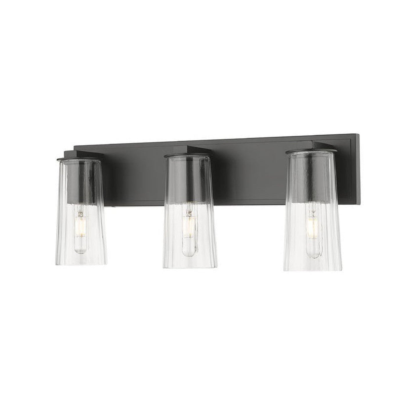 Z-Lite Titus 24" 3-Light Matte Black Vanity Light With Clear Glass Shade