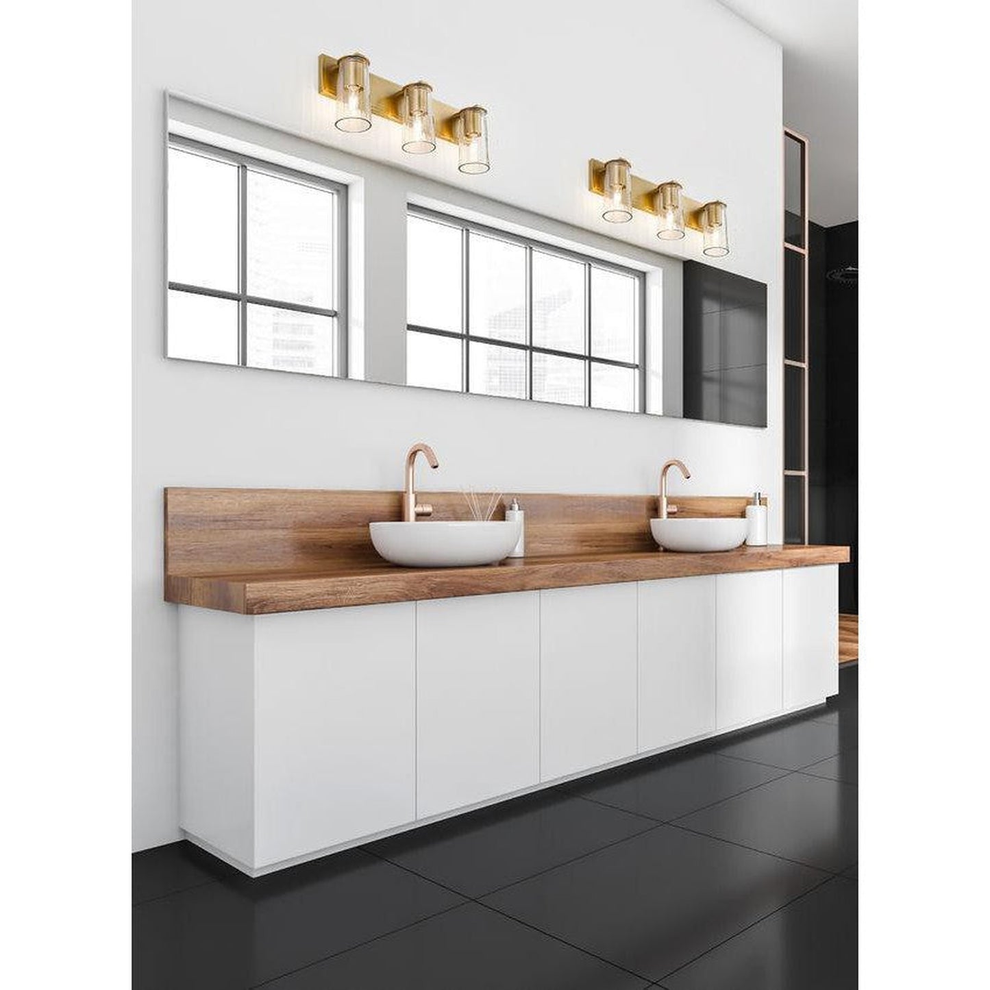 Z-Lite Titus 24" 3-Light Modern Gold Vanity Light With Clear Glass Shade