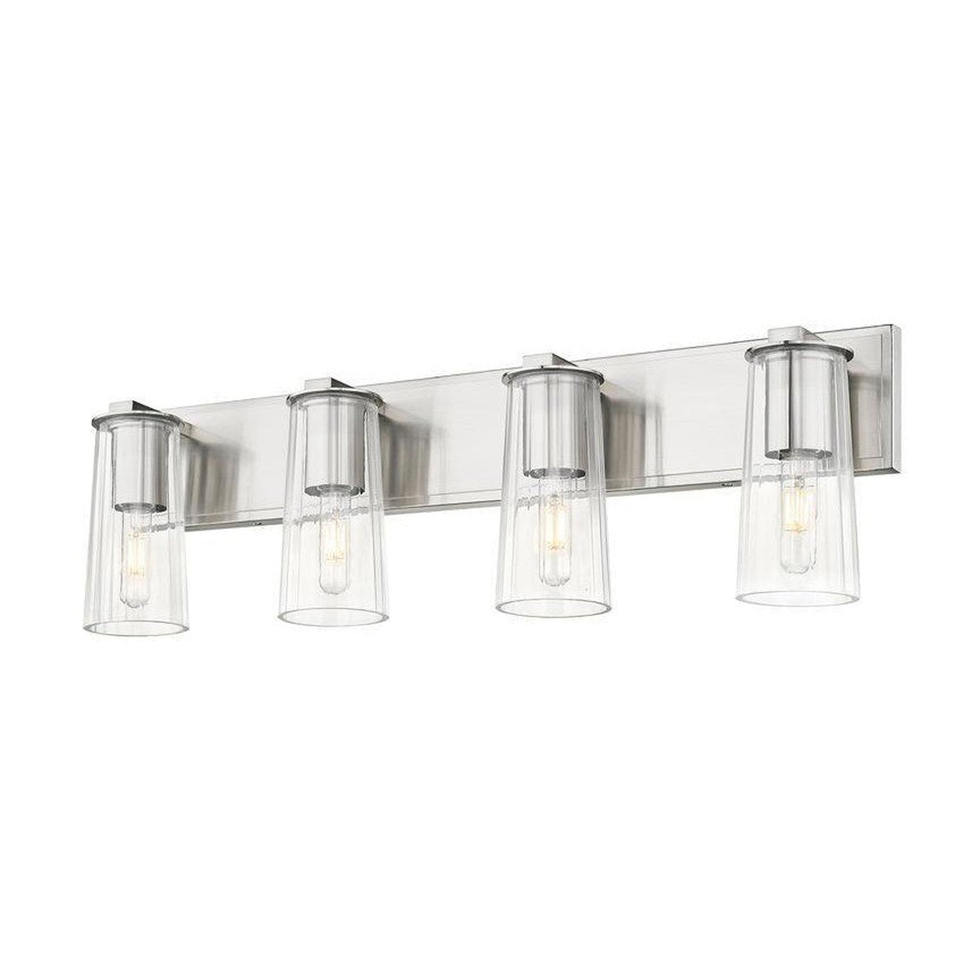 Z-Lite Titus 32" 4-Light Brushed Nickel Vanity Light With Clear Glass Shade