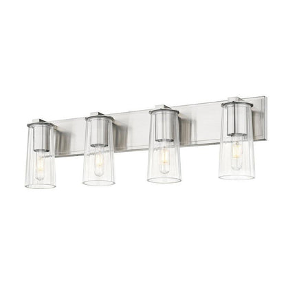 Z-Lite Titus 32" 4-Light Brushed Nickel Vanity Light With Clear Glass Shade