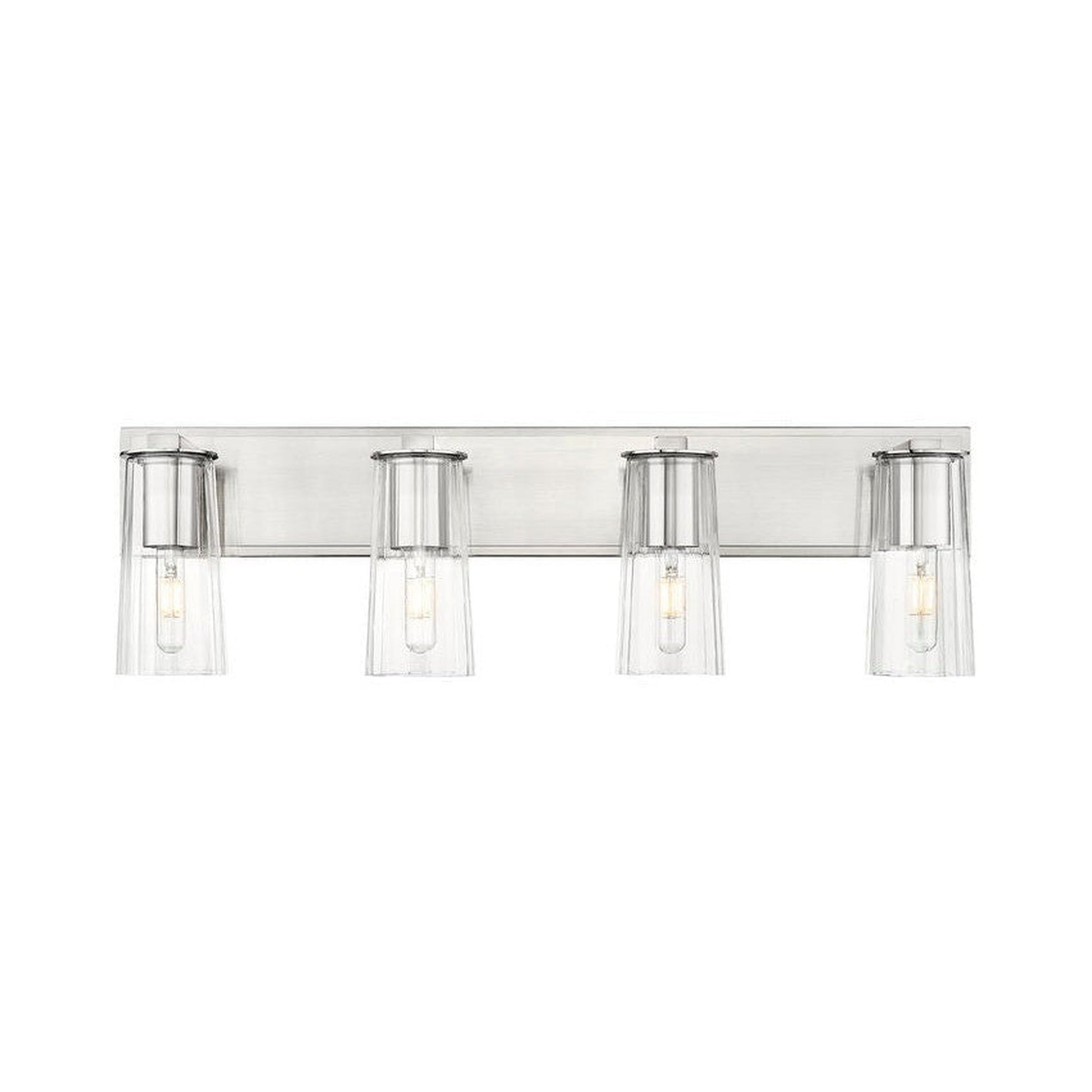 Z-Lite Titus 32" 4-Light Brushed Nickel Vanity Light With Clear Glass Shade