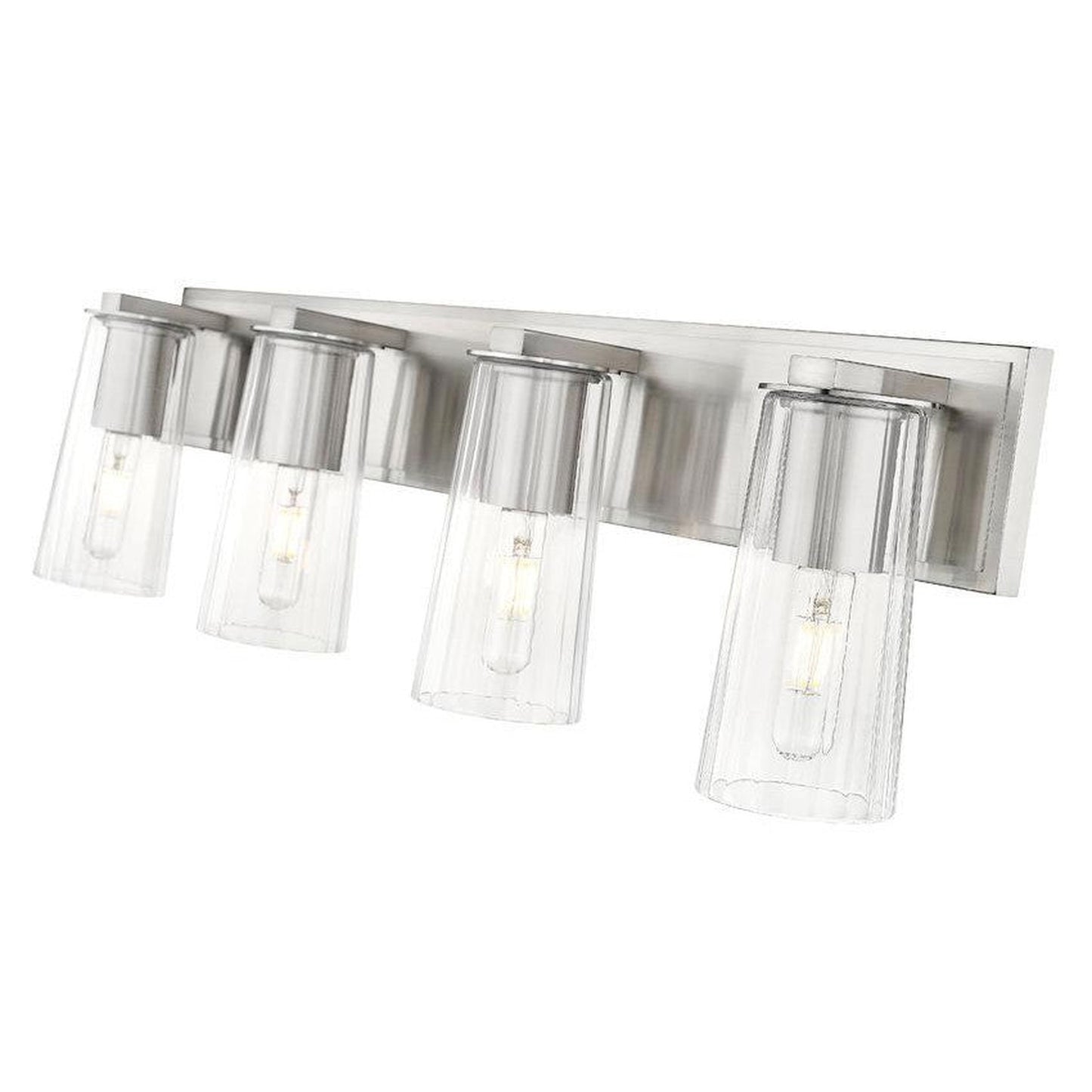 Z-Lite Titus 32" 4-Light Brushed Nickel Vanity Light With Clear Glass Shade