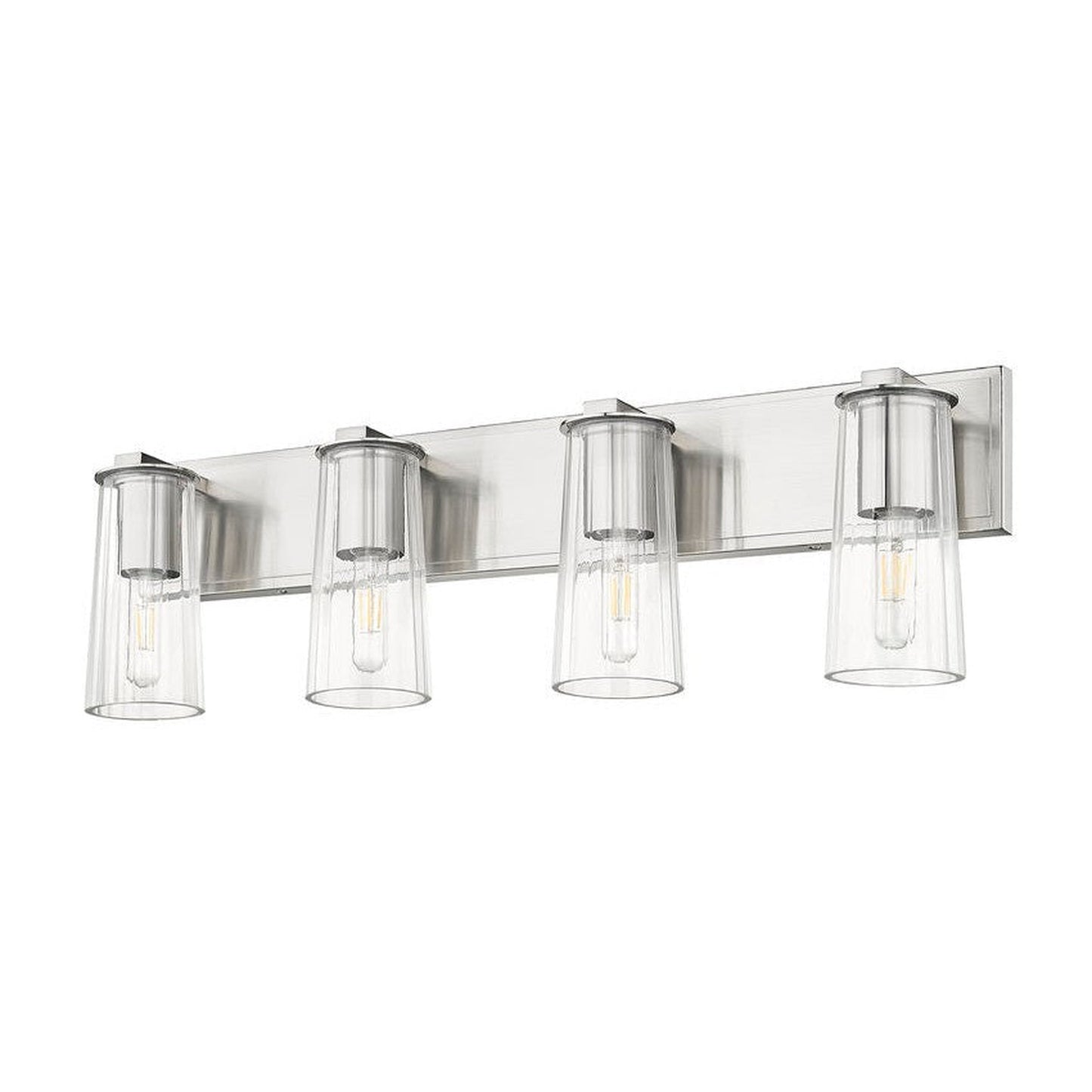 Z-Lite Titus 32" 4-Light Brushed Nickel Vanity Light With Clear Glass Shade