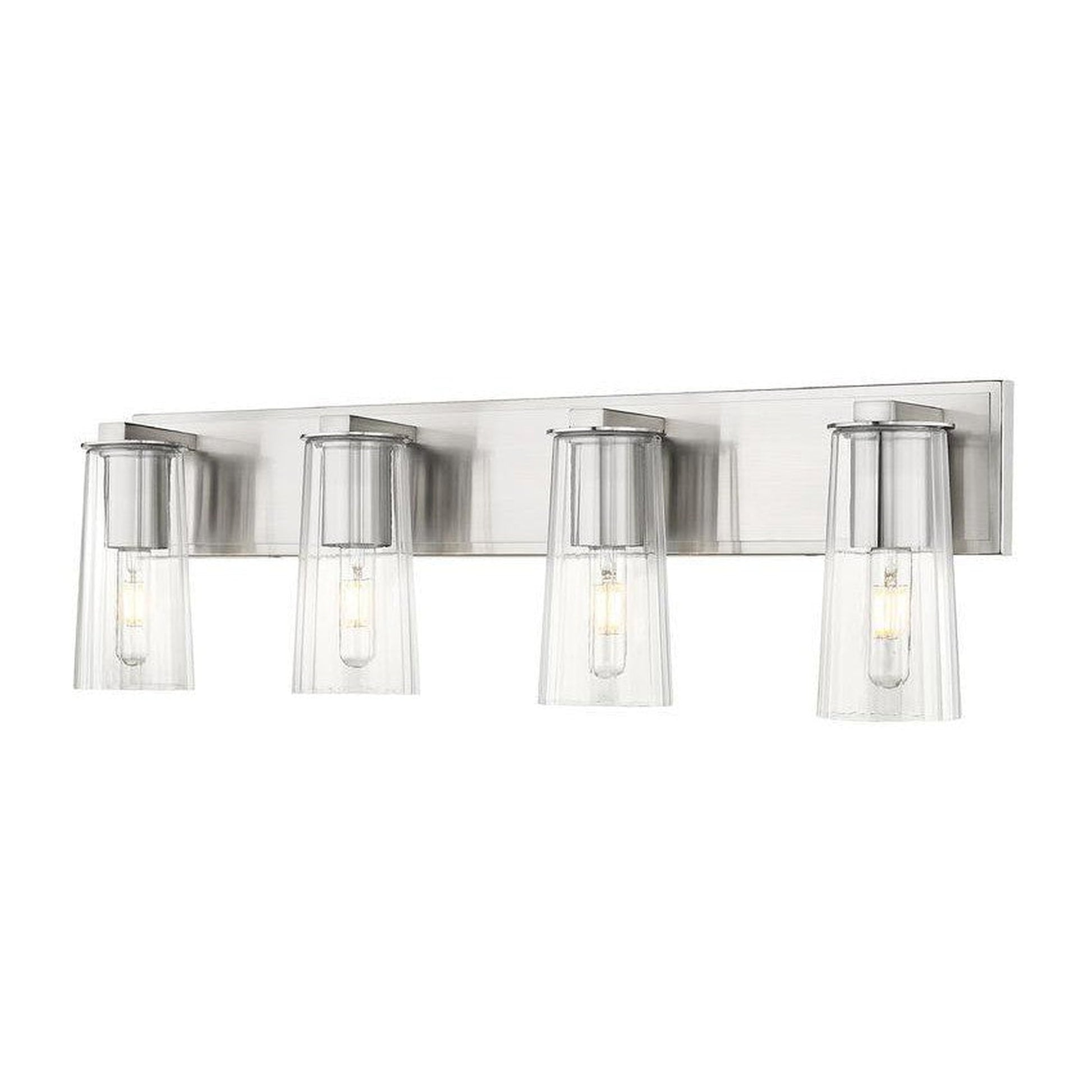 Z-Lite Titus 32" 4-Light Brushed Nickel Vanity Light With Clear Glass Shade