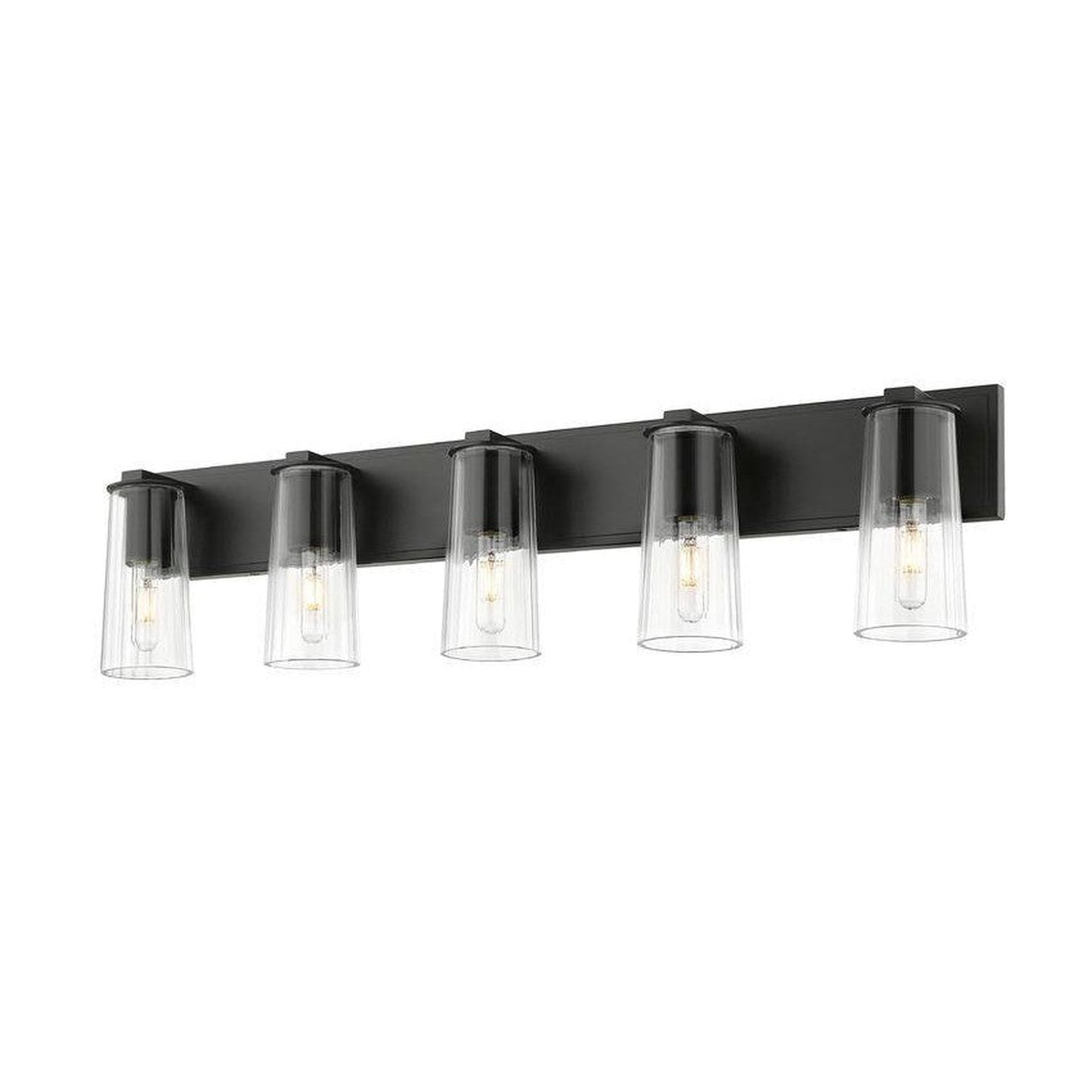 Z-Lite Titus 32" 4-Light Matte Black Vanity Light With Clear Glass Shade