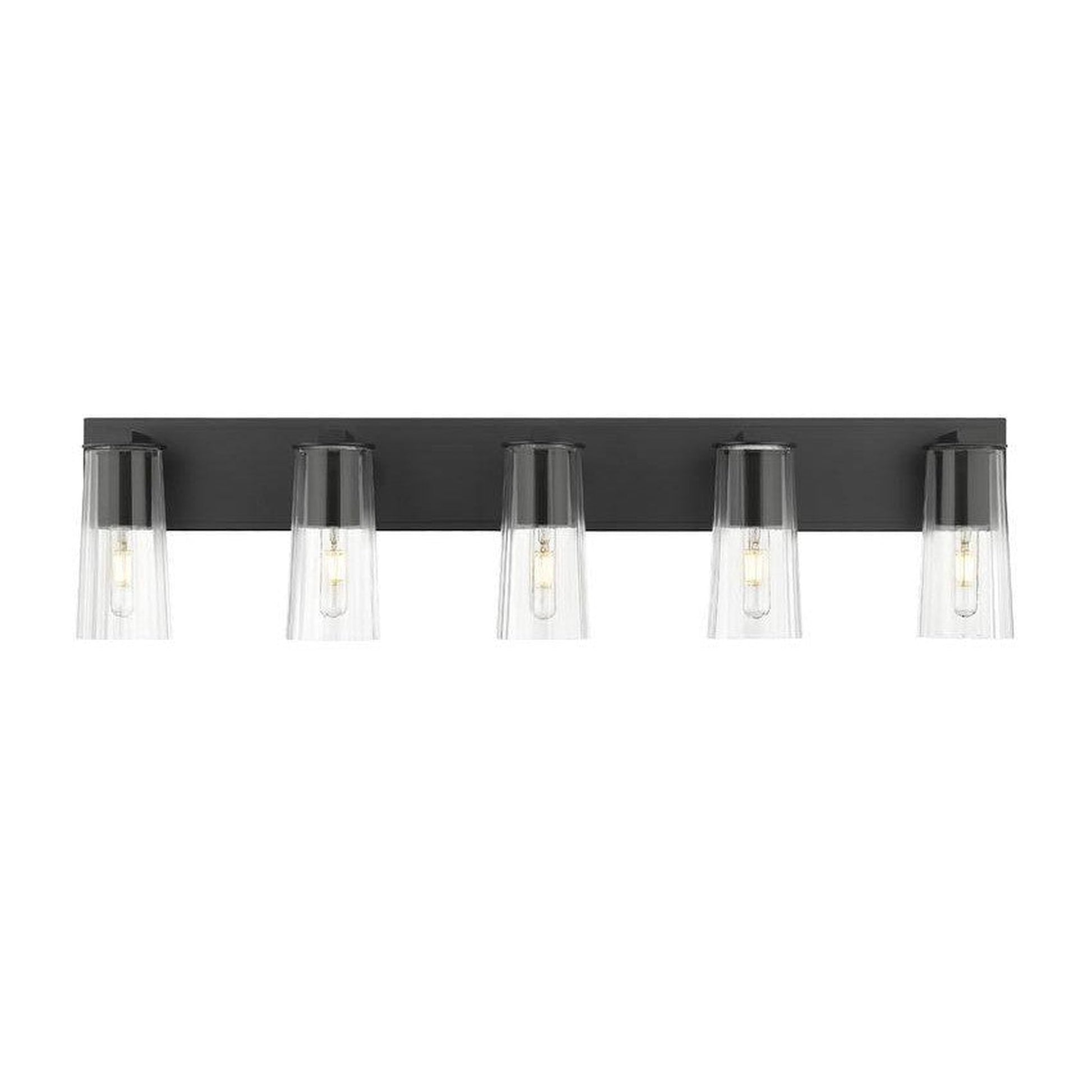 Z-Lite Titus 32" 4-Light Matte Black Vanity Light With Clear Glass Shade