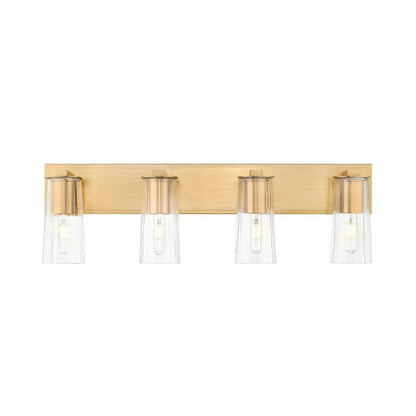 Z-Lite Titus 32" 4-Light Modern Gold Vanity Light With Clear Glass Shade