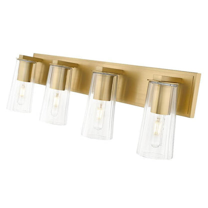 Z-Lite Titus 32" 4-Light Modern Gold Vanity Light With Clear Glass Shade