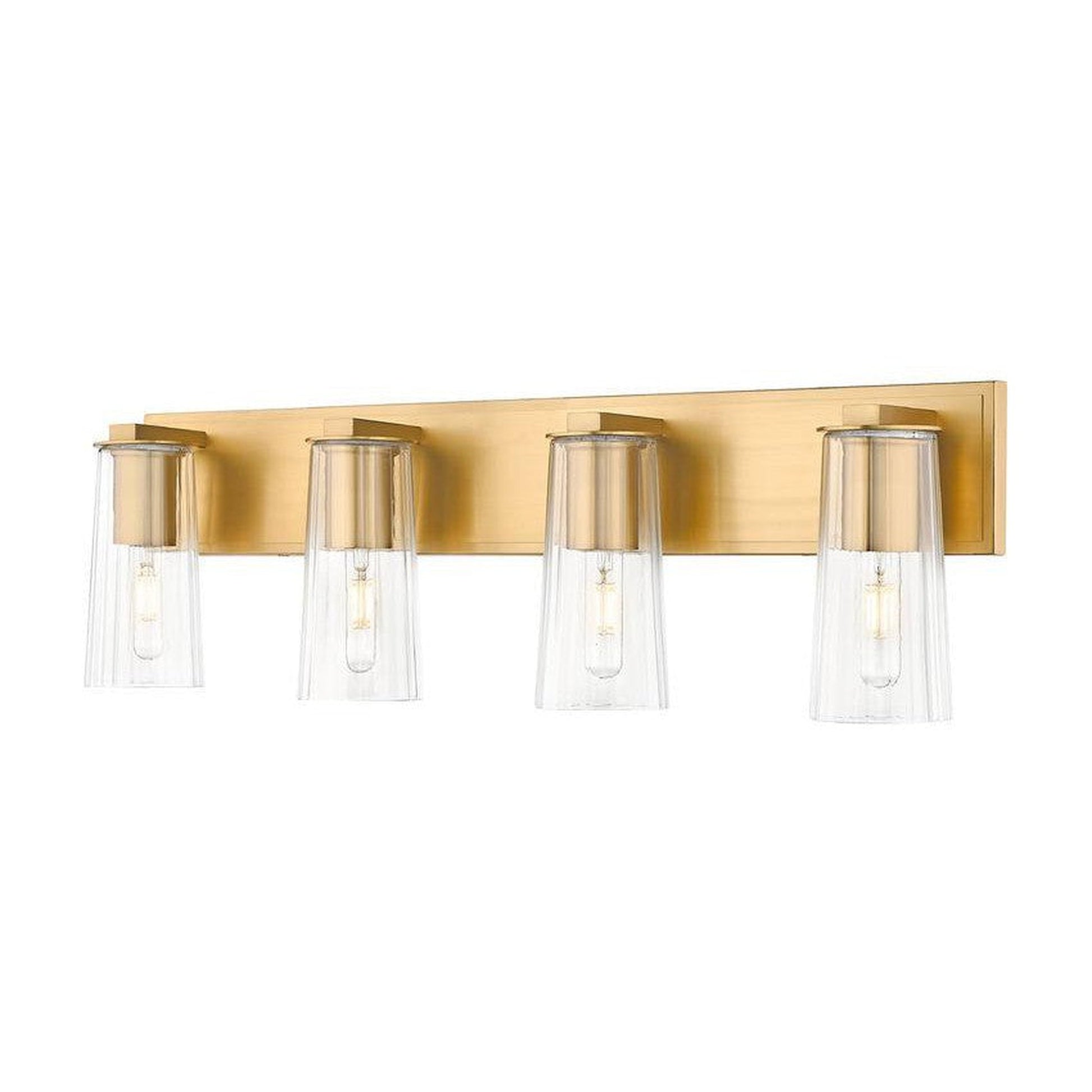 Z-Lite Titus 32" 4-Light Modern Gold Vanity Light With Clear Glass Shade