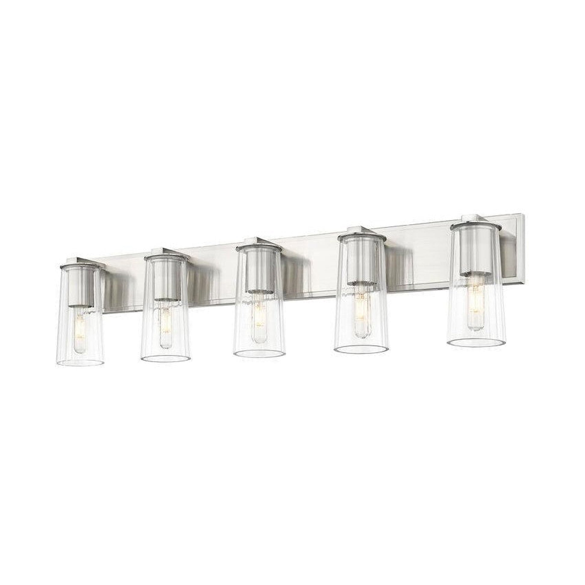 Z-Lite Titus 40" 5-Light Brushed Nickel Vanity Light With Clear Glass Shade