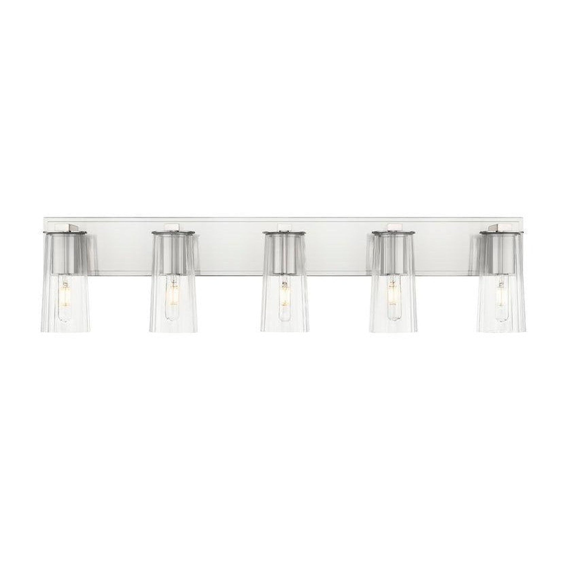 Z-Lite Titus 40" 5-Light Brushed Nickel Vanity Light With Clear Glass Shade