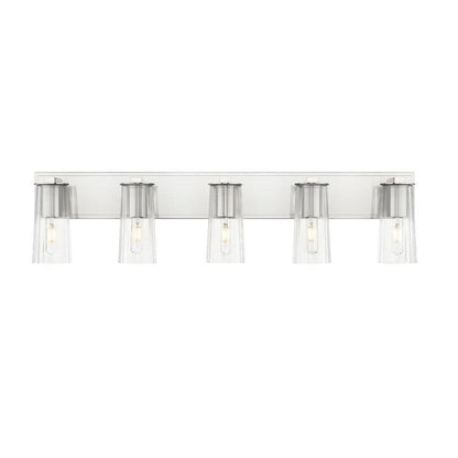 Z-Lite Titus 40" 5-Light Brushed Nickel Vanity Light With Clear Glass Shade