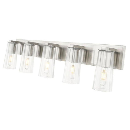 Z-Lite Titus 40" 5-Light Brushed Nickel Vanity Light With Clear Glass Shade