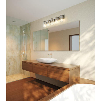 Z-Lite Titus 40" 5-Light Brushed Nickel Vanity Light With Clear Glass Shade