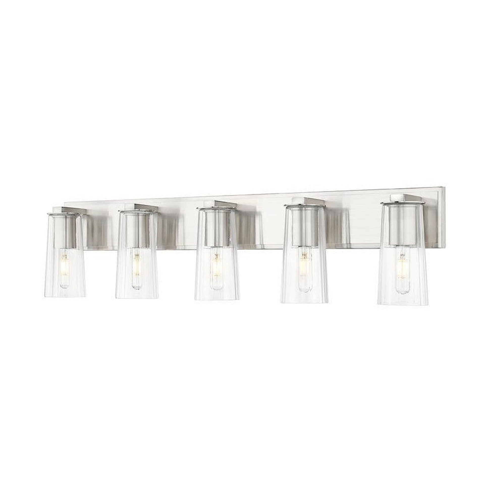 Z-Lite Titus 40" 5-Light Brushed Nickel Vanity Light With Clear Glass Shade