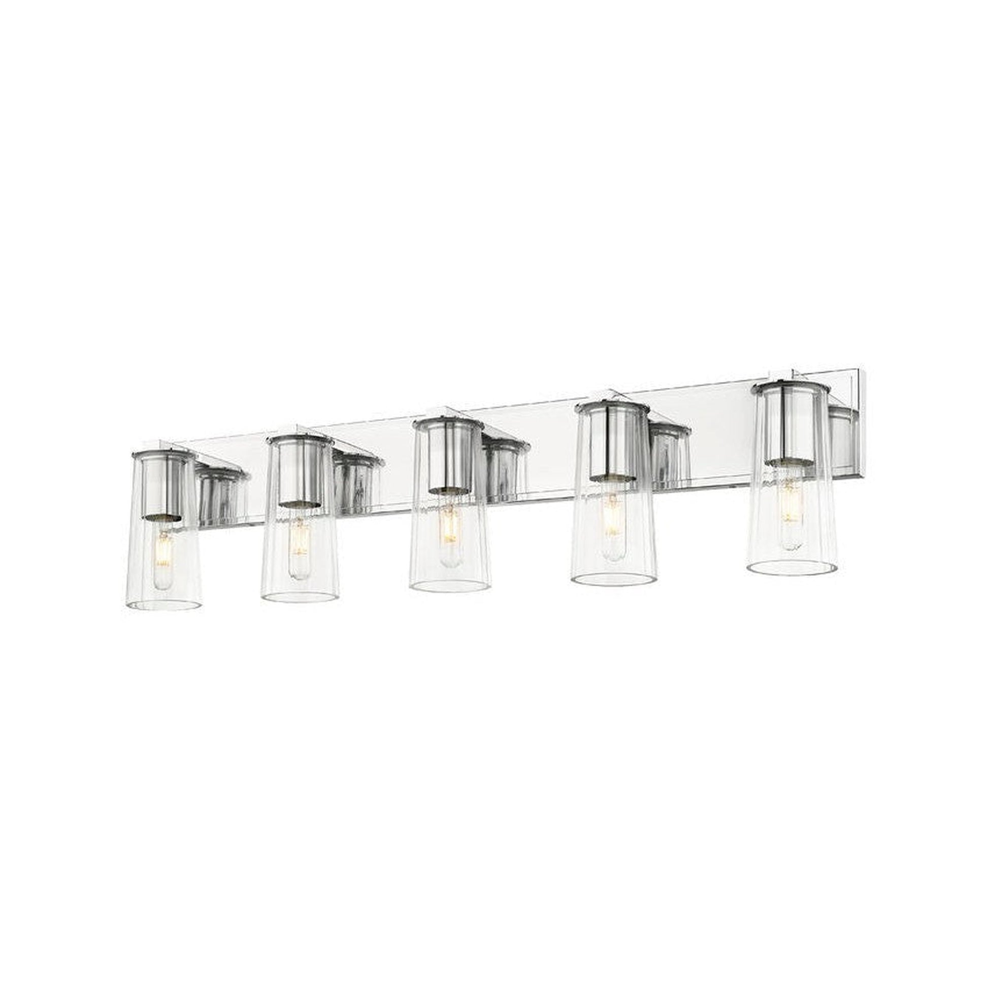 Z-Lite Titus 40" 5-Light Chrome Vanity Light With Clear Glass Shade