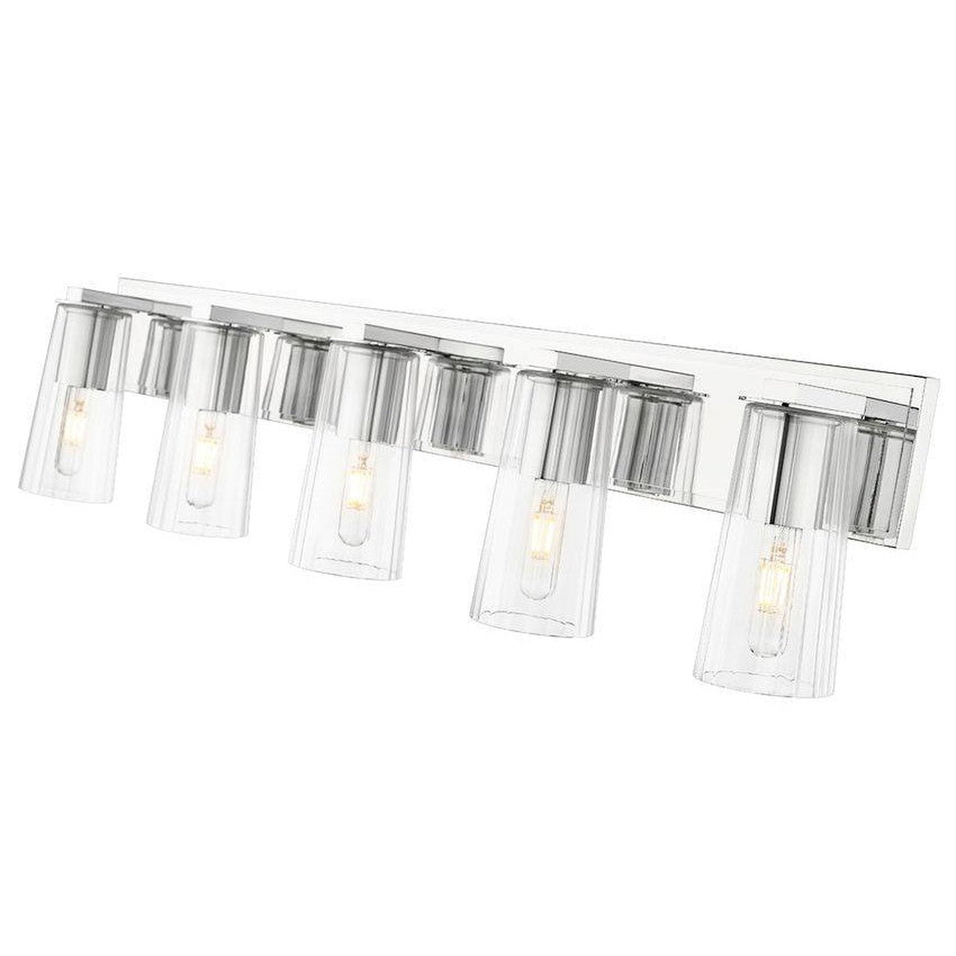 Z-Lite Titus 40" 5-Light Chrome Vanity Light With Clear Glass Shade