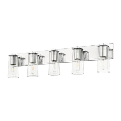 Z-Lite Titus 40" 5-Light Chrome Vanity Light With Clear Glass Shade