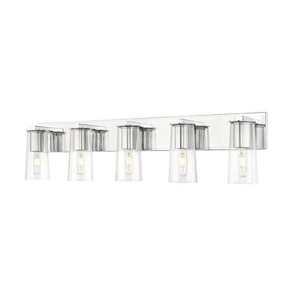 Z-Lite Titus 40" 5-Light Chrome Vanity Light With Clear Glass Shade