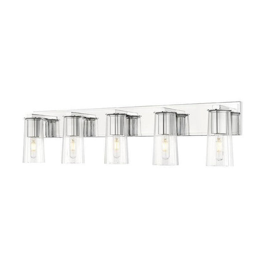 Z-Lite Titus 40" 5-Light Chrome Vanity Light With Clear Glass Shade