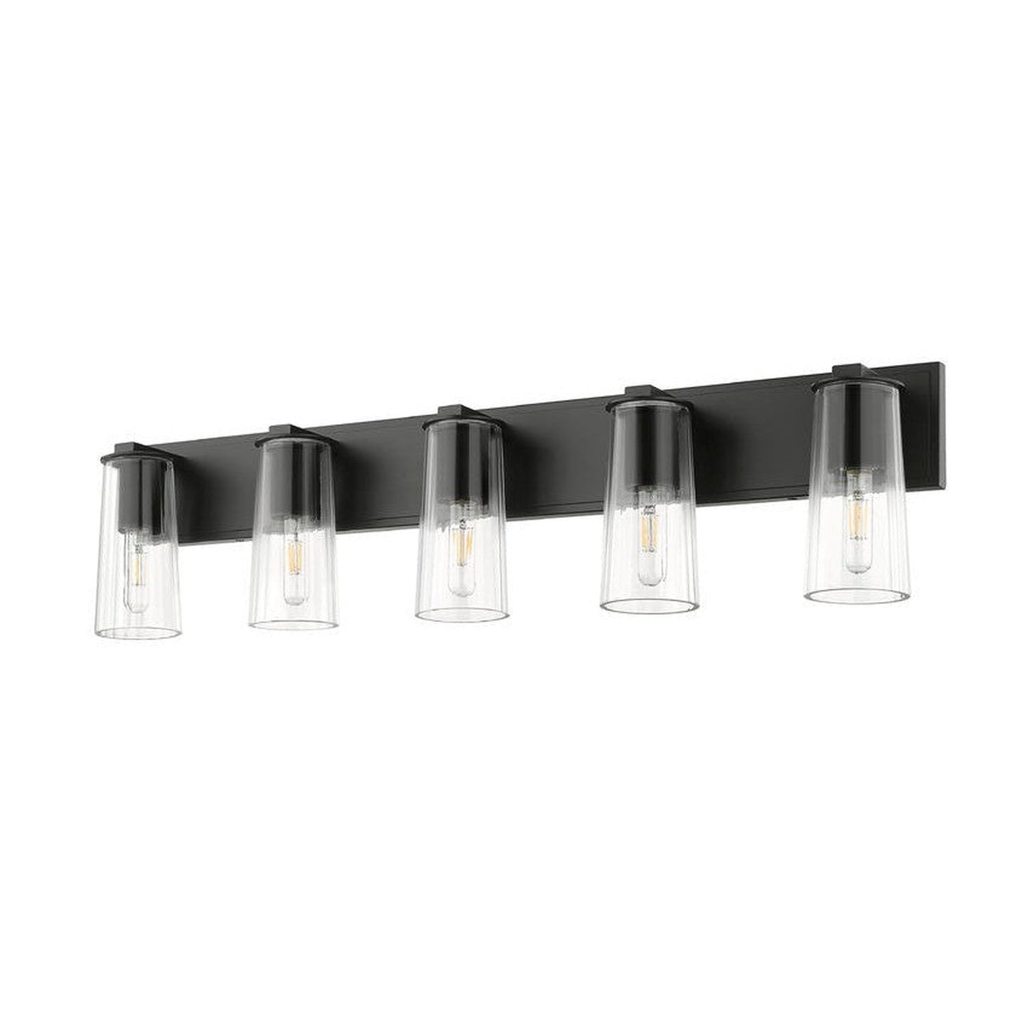 Z-Lite Titus 40" 5-Light Matte Black Vanity Light With Clear Glass Shade