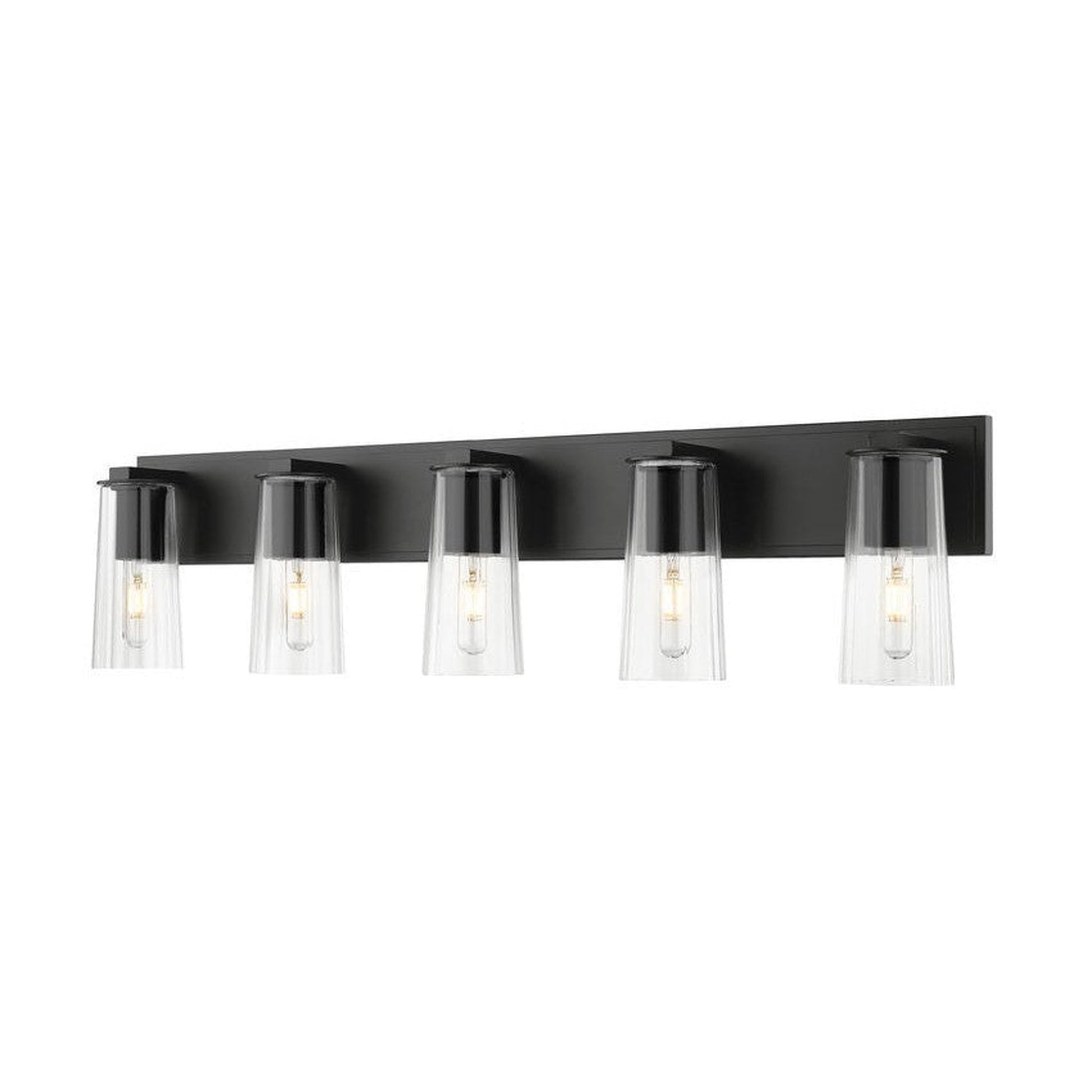 Z-Lite Titus 40" 5-Light Matte Black Vanity Light With Clear Glass Shade