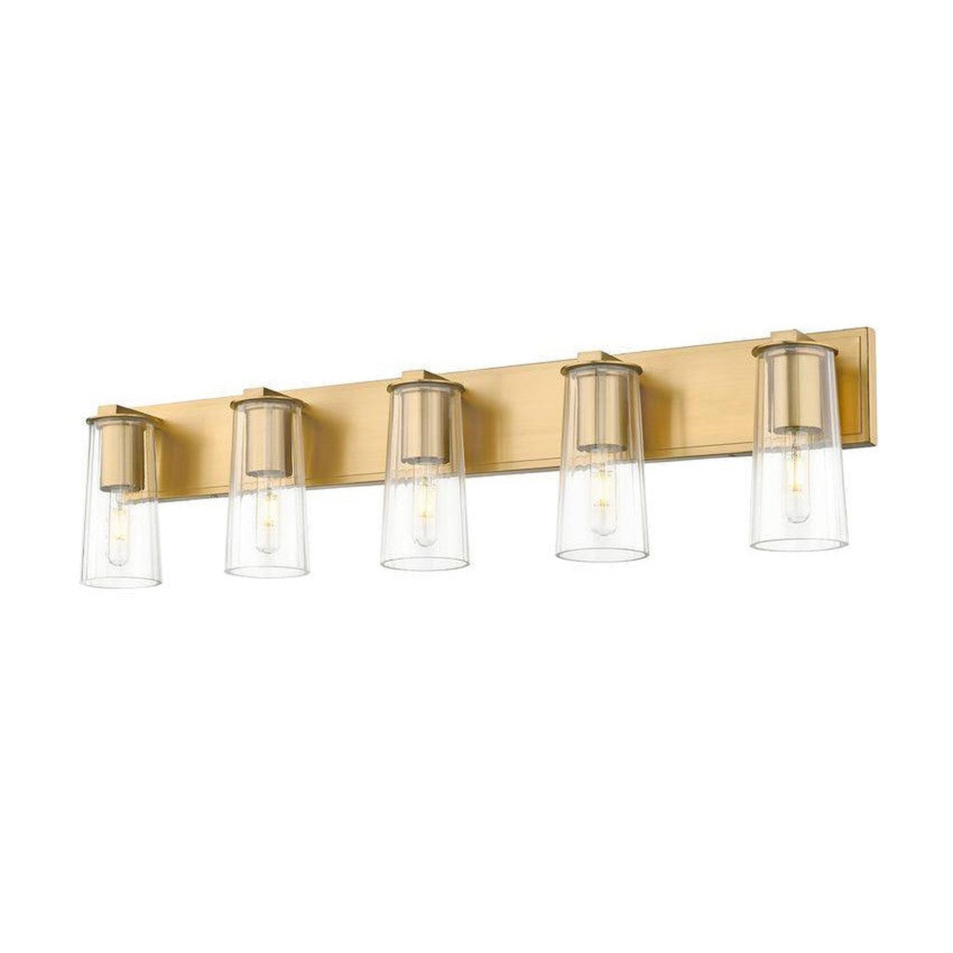 Z-Lite Titus 40" 5-Light Modern Gold Vanity Light With Clear Glass Shade