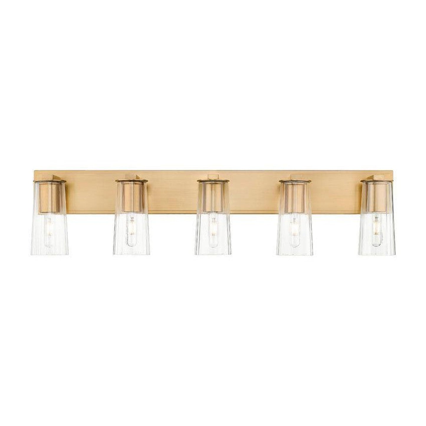 Z-Lite Titus 40" 5-Light Modern Gold Vanity Light With Clear Glass Shade