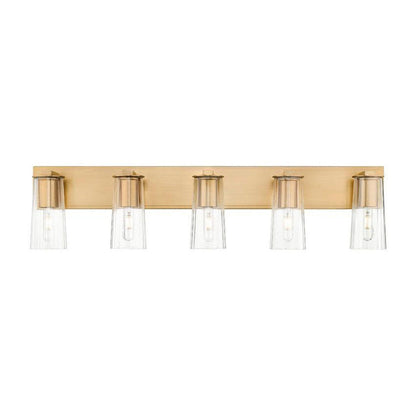 Z-Lite Titus 40" 5-Light Modern Gold Vanity Light With Clear Glass Shade