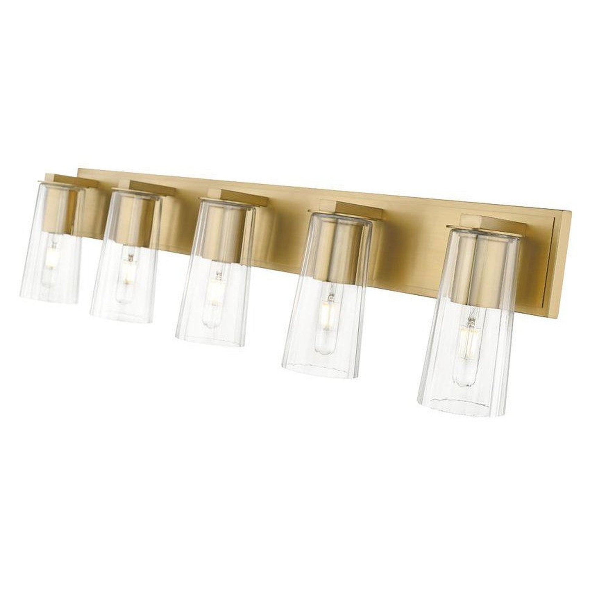 Z-Lite Titus 40" 5-Light Modern Gold Vanity Light With Clear Glass Shade