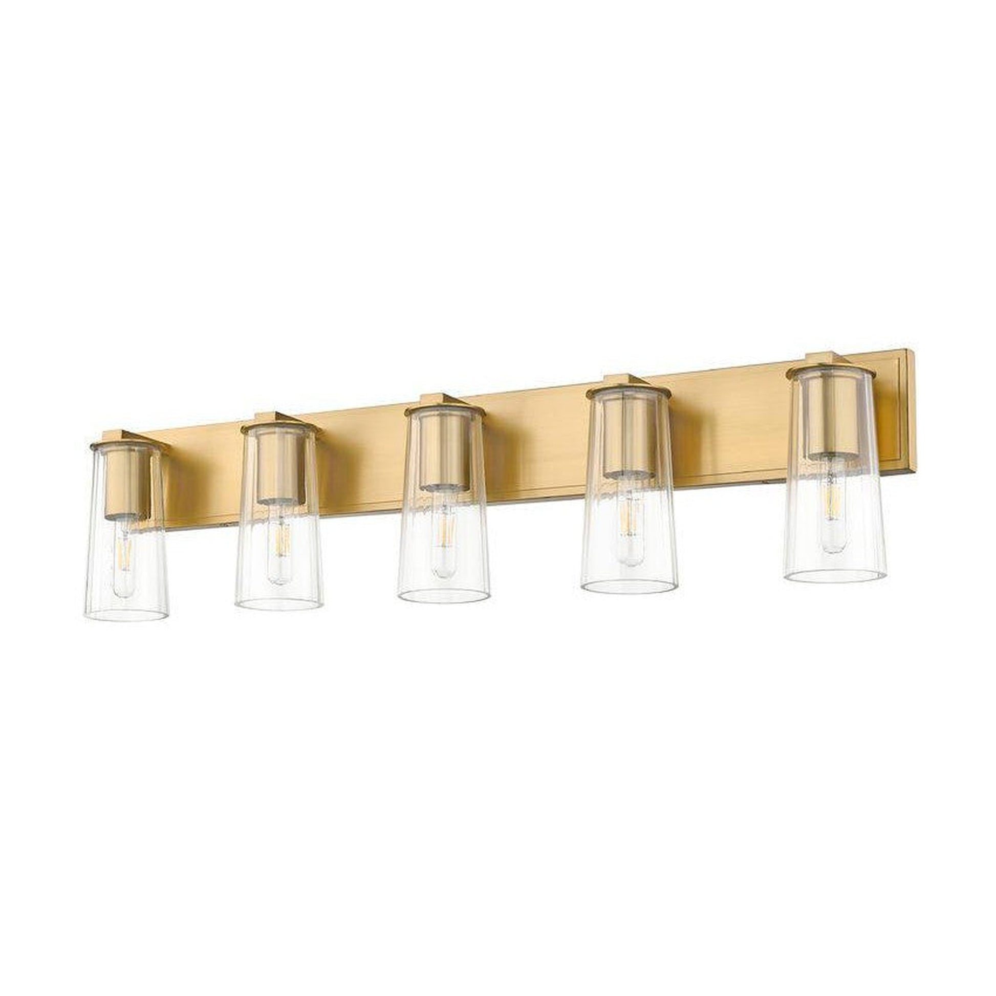 Z-Lite Titus 40" 5-Light Modern Gold Vanity Light With Clear Glass Shade