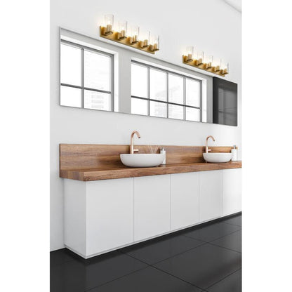 Z-Lite Titus 40" 5-Light Modern Gold Vanity Light With Clear Glass Shade