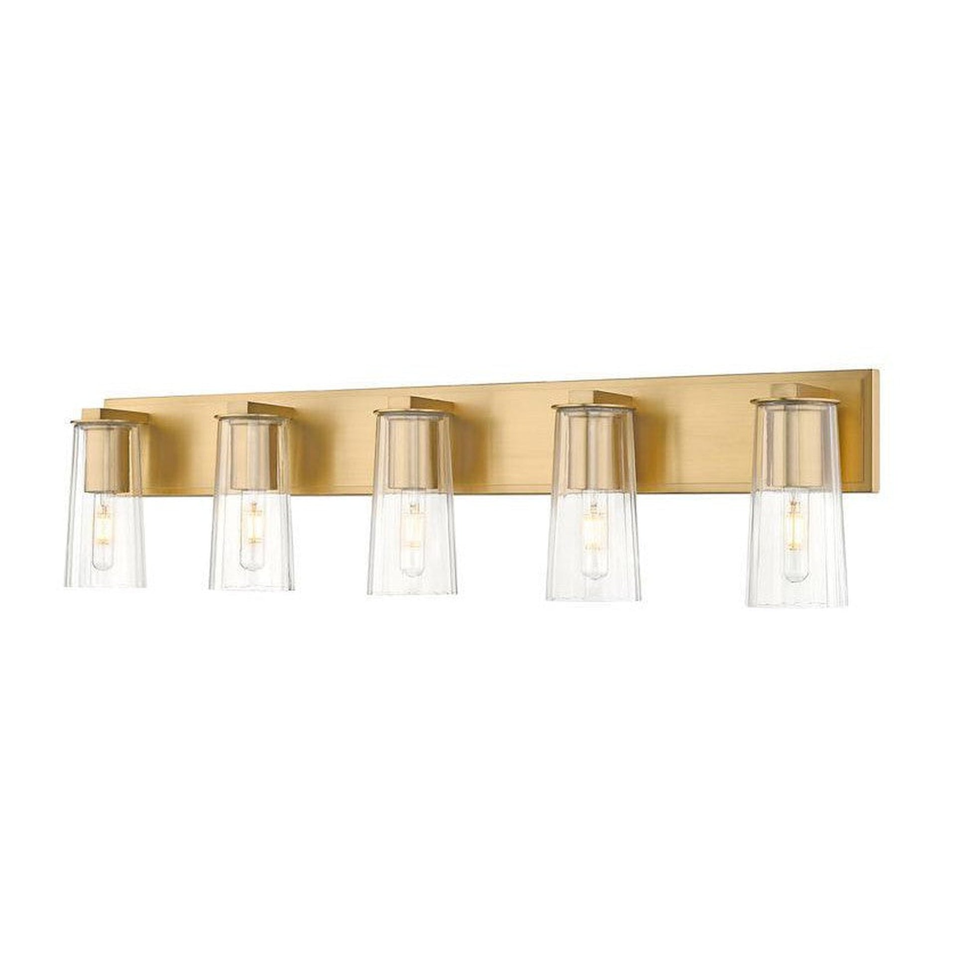 Z-Lite Titus 40" 5-Light Modern Gold Vanity Light With Clear Glass Shade