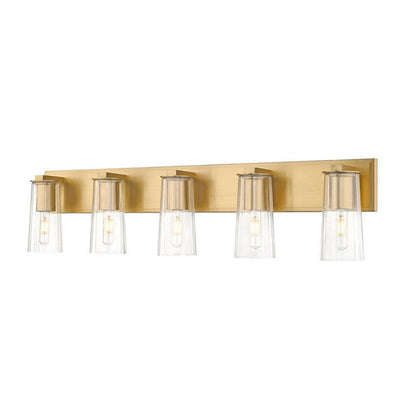 Z-Lite Titus 40" 5-Light Modern Gold Vanity Light With Clear Glass Shade