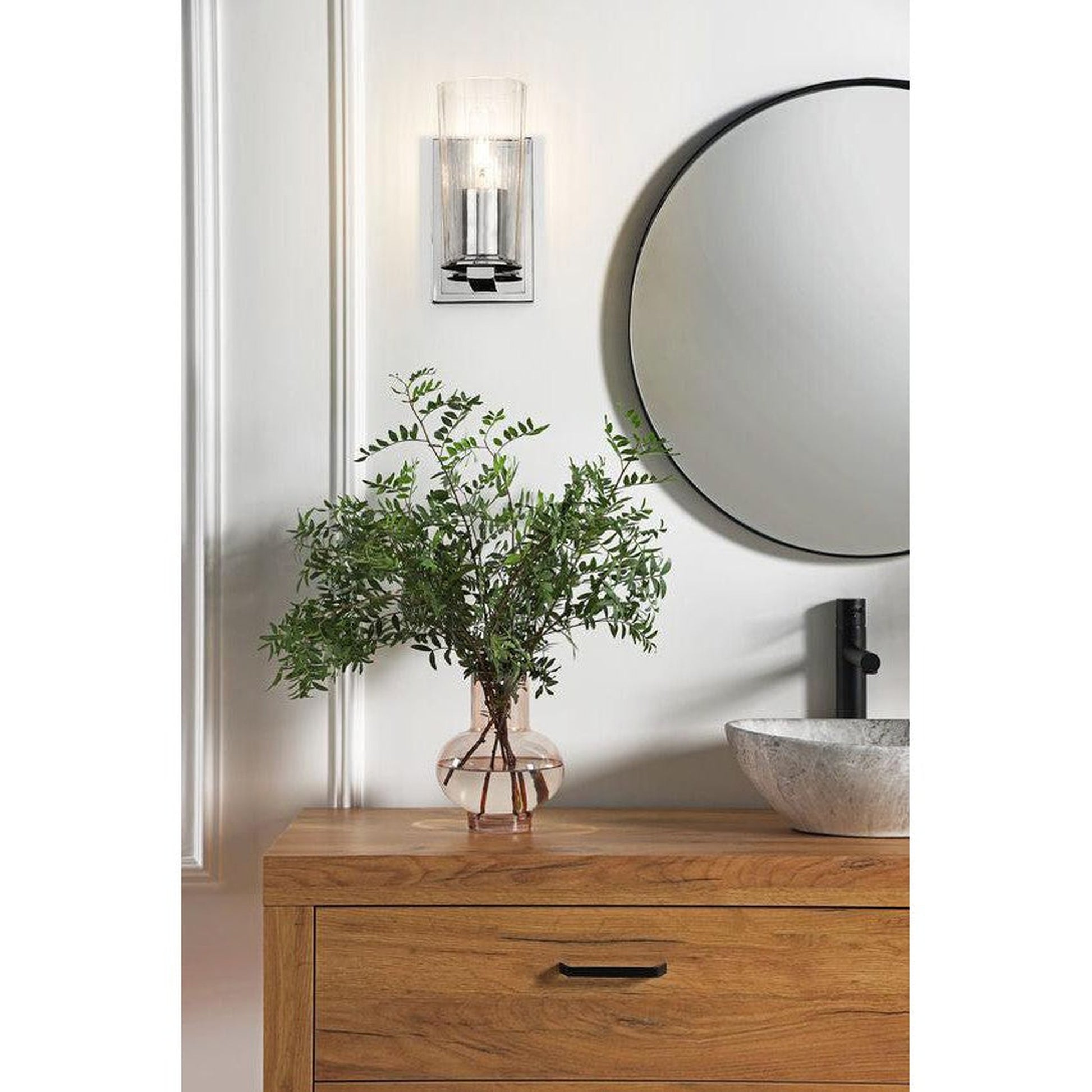 Z-Lite Titus 5" 1-Light Chrome Wall Sconce With Clear Glass Shade