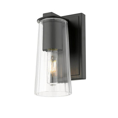 Z-Lite Titus 5" 1-Light Matte Black Wall Sconce With Clear Glass Shade