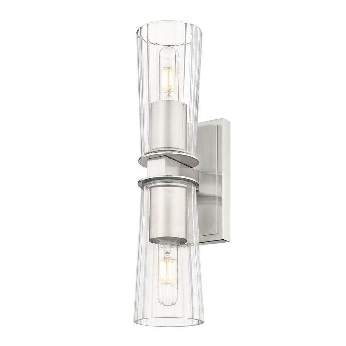 Z-Lite Titus 5" 2-Light Brushed Nickel Wall Sconce With Clear Glass Shade