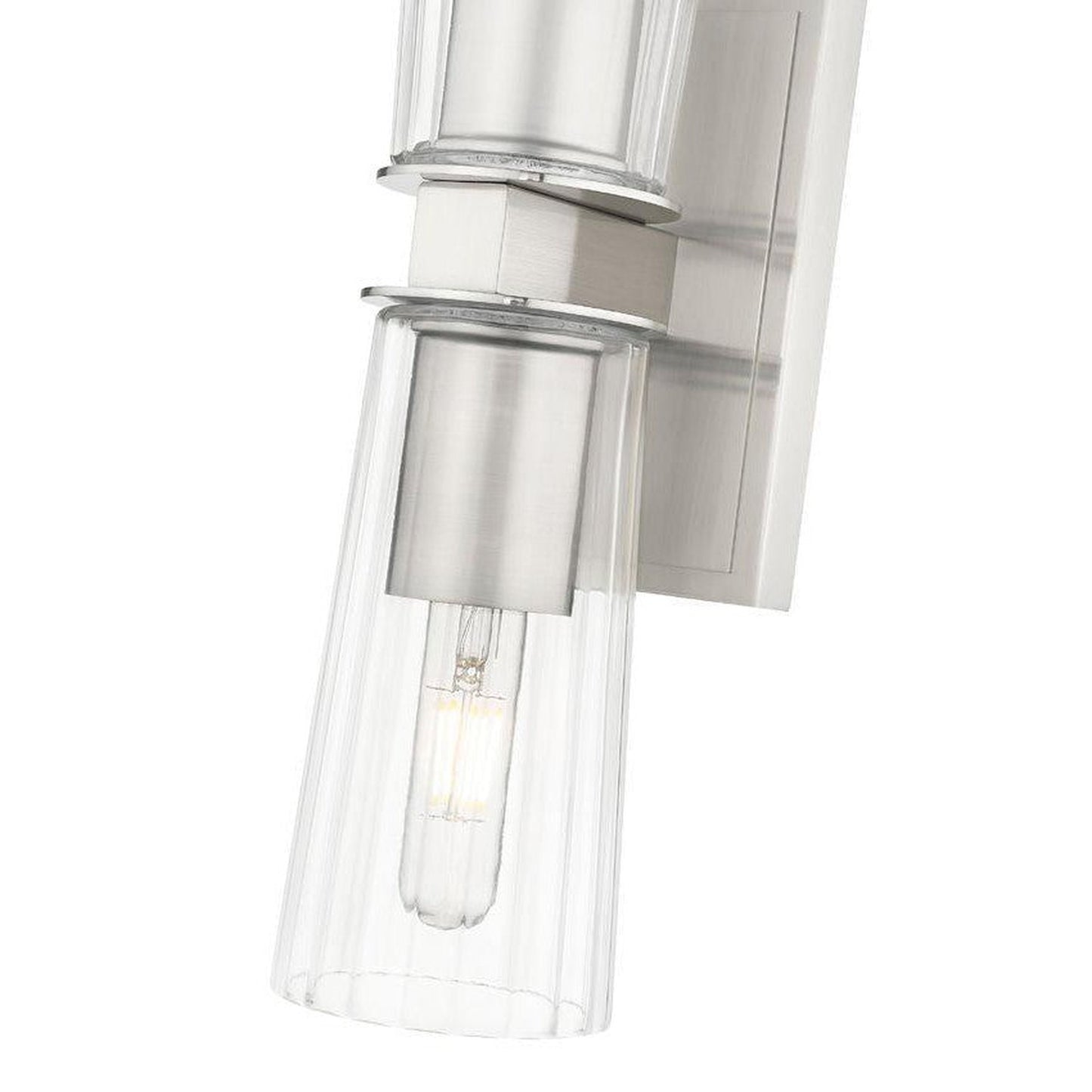 Z-Lite Titus 5" 2-Light Brushed Nickel Wall Sconce With Clear Glass Shade