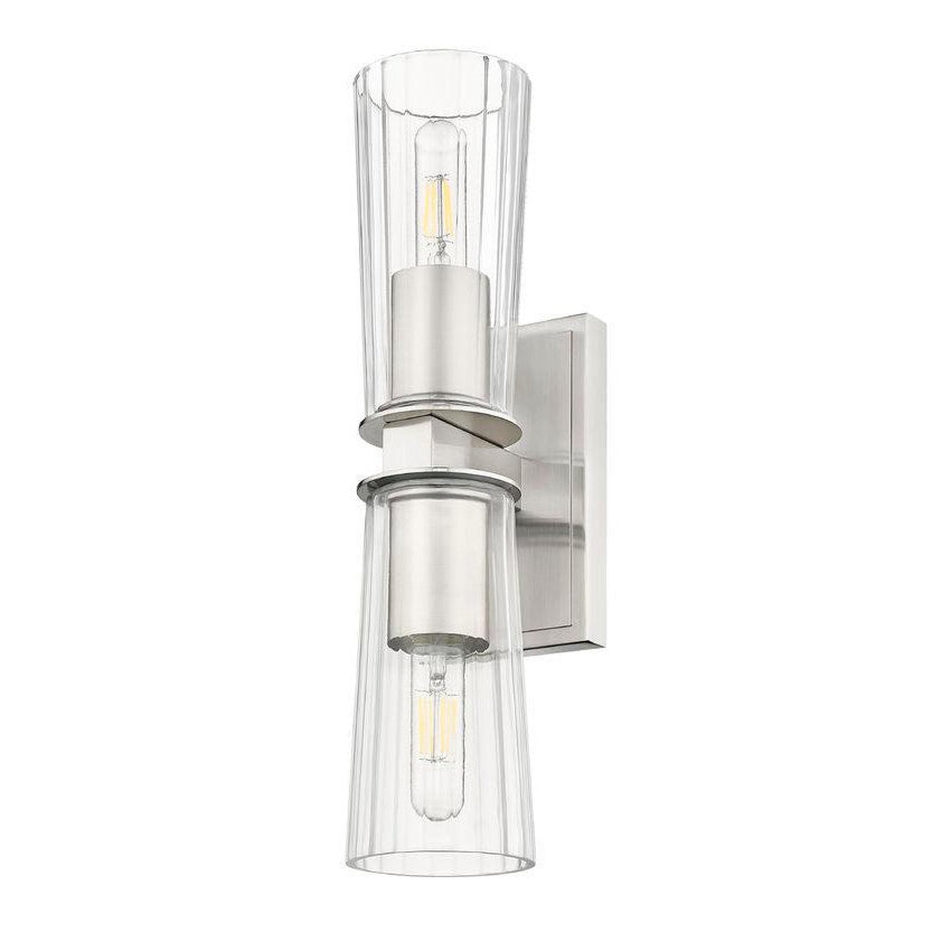 Z-Lite Titus 5" 2-Light Brushed Nickel Wall Sconce With Clear Glass Shade