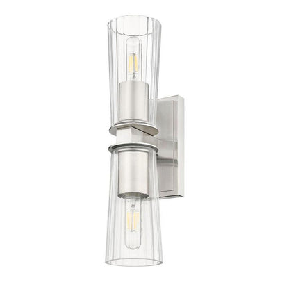 Z-Lite Titus 5" 2-Light Brushed Nickel Wall Sconce With Clear Glass Shade