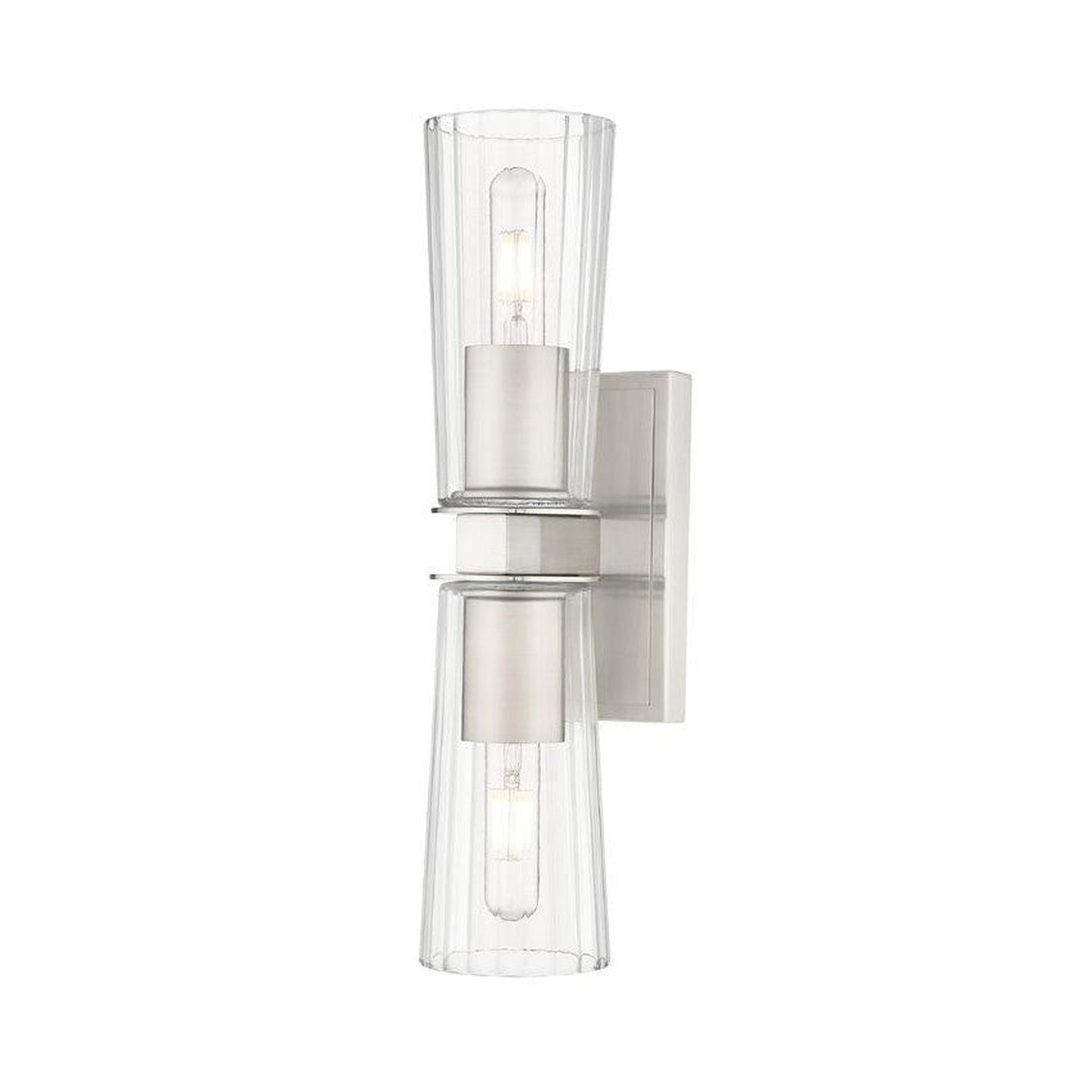 Z-Lite Titus 5" 2-Light Brushed Nickel Wall Sconce With Clear Glass Shade