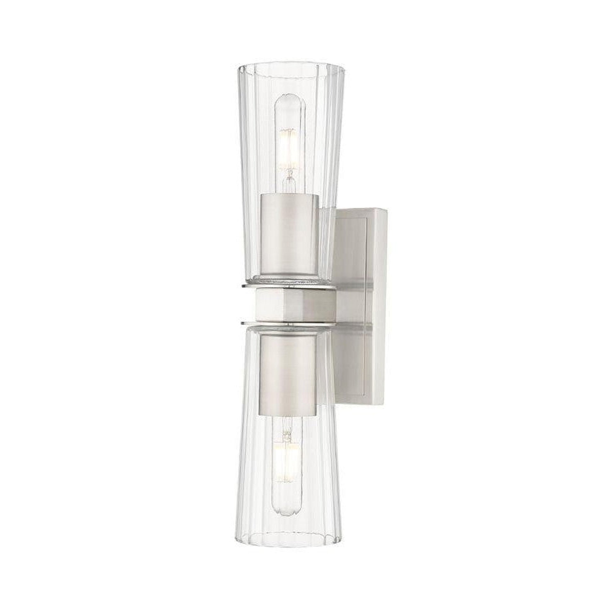 Z-Lite Titus 5" 2-Light Brushed Nickel Wall Sconce With Clear Glass Shade