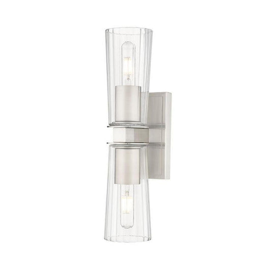 Z-Lite Titus 5" 2-Light Brushed Nickel Wall Sconce With Clear Glass Shade